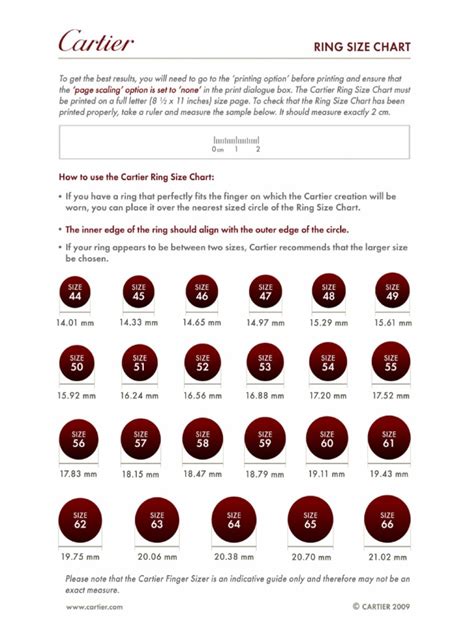 size guide cartier.